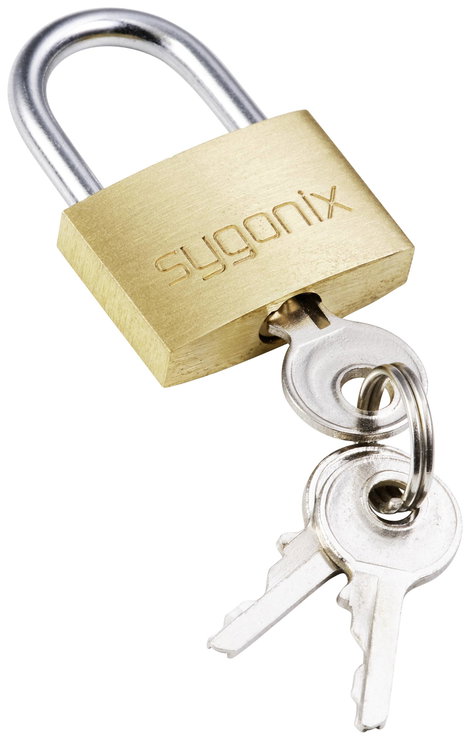 Sygonix SY-5045282 Függő lakat 24.7 mm Különböző időben záródó Aranysárga Kulcsos zár 3. kép