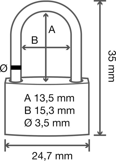 Sygonix SY-5045282 Függő lakat 24.7 mm Különböző időben záródó Aranysárga Kulcsos zár 4. kép