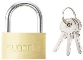 Sygonix SY-5045284 Függő lakat 39.8 mm Különböző időben záródó Aranysárga Kulcsos zár