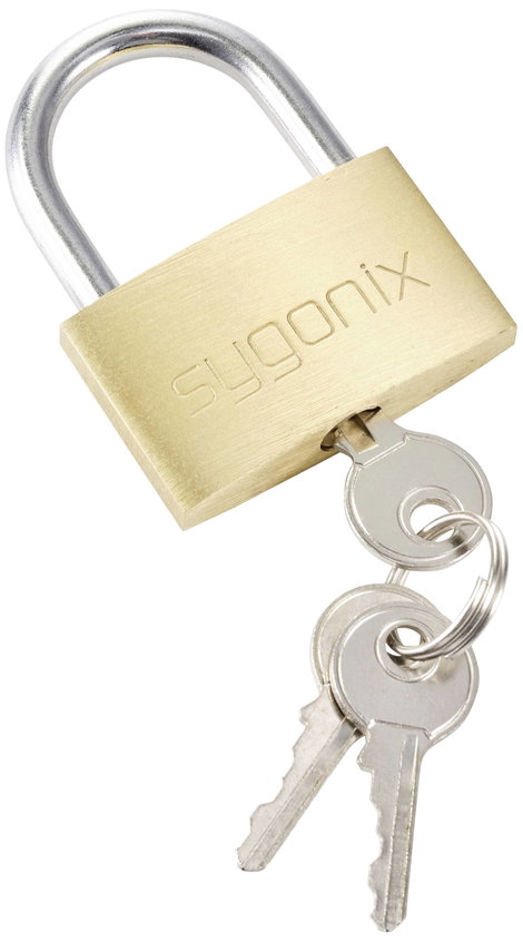 Sygonix SY-5045284 Függő lakat 39.8 mm Különböző időben záródó Aranysárga Kulcsos zár 3. kép