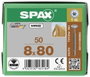 SPAX 251010800805 Facsavar 8 mm 80 mm Torx, E TORX Acél Galvanikusan cinkezett 50 db 4. bélyegkép