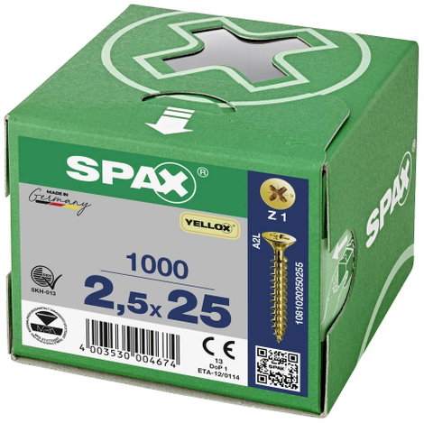SPAX SPAX Seko-Z 1081020250255 Facsavar 2.5 mm 25 mm Kereszthornyú Pozidriv Acél #####YELLOX 1000 db 3. kép