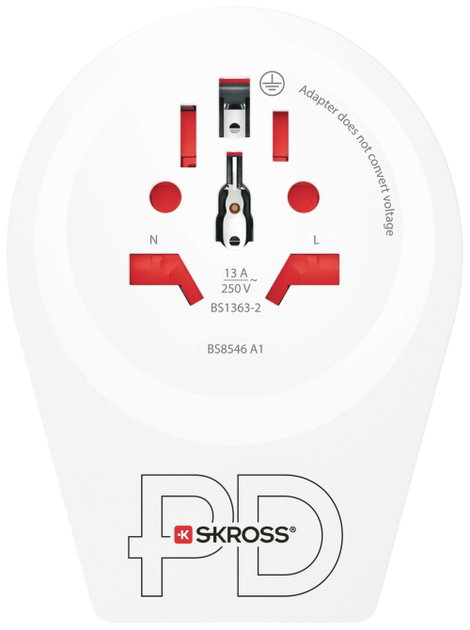 Skross 1.500291 Úti adapter Country Adapter World to UK USB C20PD 4. kép