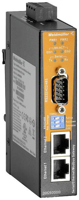 Weidmüller 2682600000 Gateway RJ-45, D-SUB9 Bemenetek: 2 x 1 db