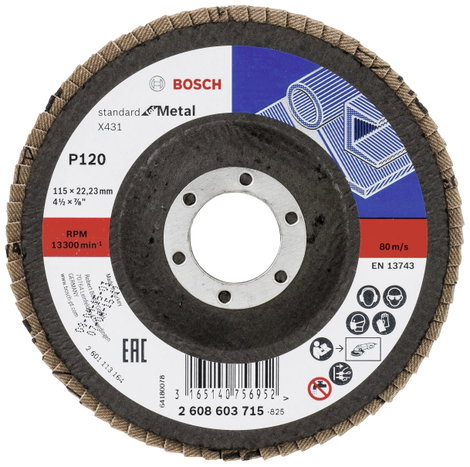 Bosch Accessories 2608603715 X431 Felületcsiszoló korong Ø 115 mm Furat átmérő 22.33 mm Acél 1 db