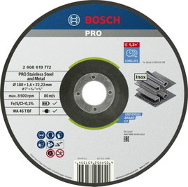 Bosch Accessories Standard for Inox 2608619772 Vágótárcsa, hajlított 180 mm 1 db Acél