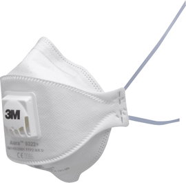 3M Aura™ 9322+ 9322+ Finom por ellen védő maszk szeleppel FFP2 D 10 db DIN EN 149:2001, DIN EN 149:2