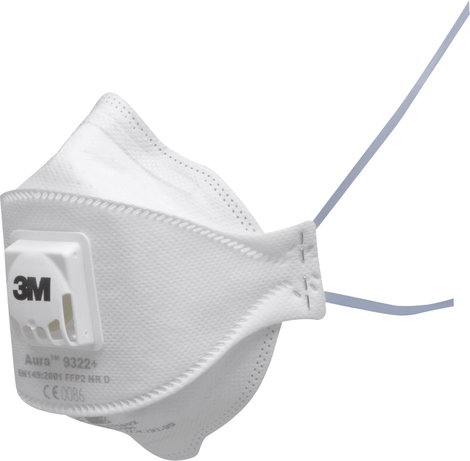 3M Aura™ 9322+ 9322+ Finom por ellen védő maszk szeleppel FFP2 D 10 db DIN EN 149:2001, DIN EN 149:2