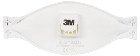 3M Aura™ 9322+ 9322+ Finom por ellen védő maszk szeleppel FFP2 D 10 db DIN EN 149:2001, DIN EN 149:2 3. kép