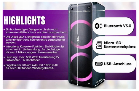 Reflexion PS09BT Bluetooth hangfal USB, AUX 14. kép