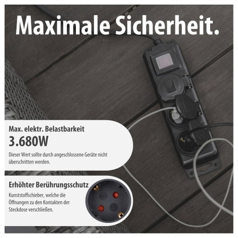 Brennenstuhl 1159950013 #####Outdoor Steckdosenleiste mit Schalter Fekete 4. kép