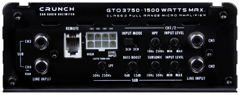 Crunch GTO3750 2 csatornás végfok 1000 W Hangerő-/basszus-/magasság szabályozás Alkalmas (autómárka) 2. kép