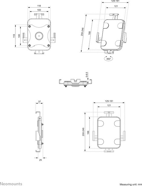 Neomounts WL15-625WH1 Fali tablet tartó Univerzális 20,1 cm (7,9) - 27,9 cm (11) 16. kép