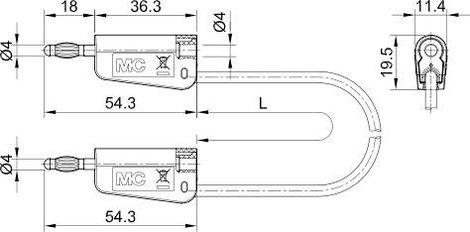 Stäubli LK-4N-F10 Mérővezeték [ - ] 50 cm Fekete 1 db 3. kép