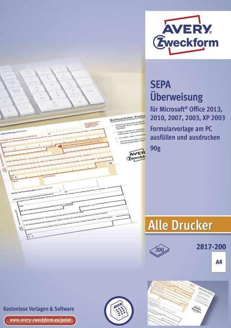 Avery-Zweckform Átutalás nyomtatvány SEPA DIN A4 Lapok száma: 200 2817-200 2. kép