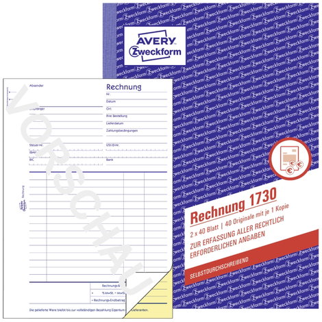 Avery-Zweckform 1730-5 Számla nyomtatvány DIN A5 Lapok száma: 40 2. kép