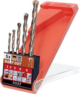 kwb 048300 HSS Többcélú fúró 5 részes 3 mm, 4 mm, 5 mm, 6 mm, 8 mm Gyorsbefogó tokmány, Fogaskoszorú