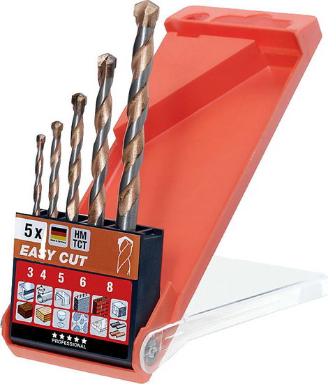 kwb 048300 HSS Többcélú fúró 5 részes 3 mm, 4 mm, 5 mm, 6 mm, 8 mm Gyorsbefogó tokmány, Fogaskoszorú