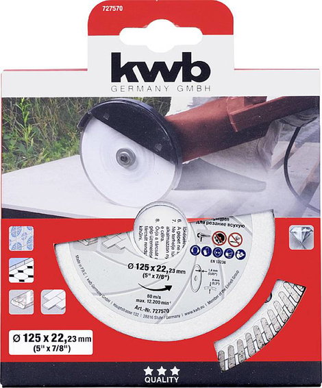 kwb 727570 Gyémánt bevonatú vágótárcsa Ø 125 mm Furat átmérő 22.23 mm 1 db 2. kép
