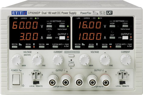 Aim TTi CPX200DP Labortápegység, szabályozható 0 - 60 V/DC 0 - 10 A 360 W LAN, LXI, RS-232, USB Kime