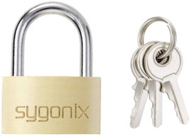 Sygonix SY-5045288 Függő lakat 29.8 mm Különböző időben záródó Aranysárga Kulcsos zár