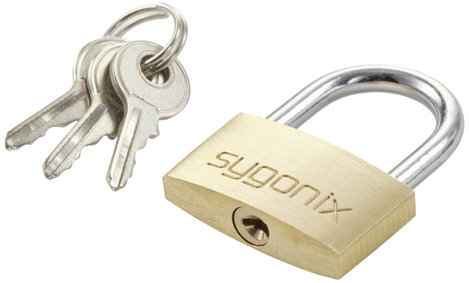 Sygonix SY-5045288 Függő lakat 29.8 mm Különböző időben záródó Aranysárga Kulcsos zár 2. kép