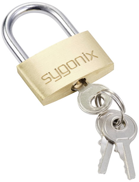 Sygonix SY-5045288 Függő lakat 29.8 mm Különböző időben záródó Aranysárga Kulcsos zár 3. kép
