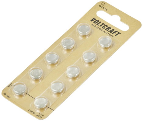 VOLTCRAFT Gombelem LR 1130 1.5 V 10 db Alkáli mangán AG10