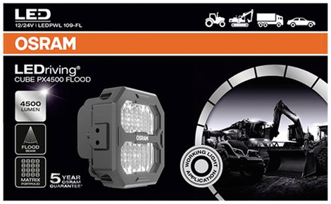 OSRAM Munkafényszóró 12 V, 24 V LEDriving® Cube PX4500 Flood LEDPWL 109-FL Széles távvilágítás (Sz x 4. kép