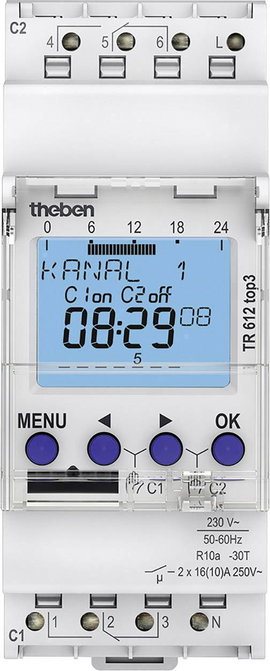 Theben 6120130 Időkapcsoló óra Digitális Heti program 2600 W IP20 Kijelző megvilágítás, Maradék műkö