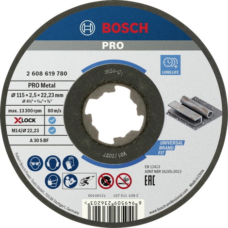 Bosch Accessories Standard for Metal 2608619780 Vágótárcsa, egyenes 115 mm 1 db Fém