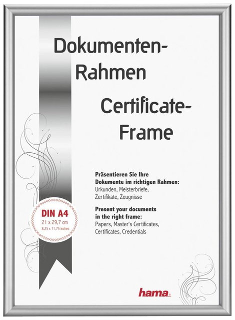 Hama 00063770 Cserélhető képkeret Papírformátum: DIN A4 (Sz x Ma x Mé) 220 x 310 x 25 mm Ezüst