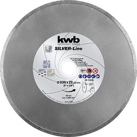 kwb 725870 Gyémánt bevonatú vágótárcsa Ø 230 mm Furat átmérő 22.23 mm Csempe, Kerámia 1 db