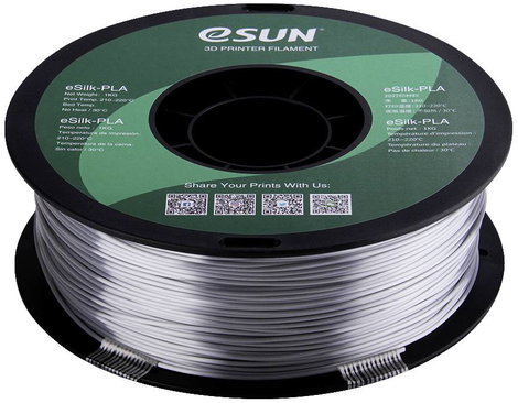 ESUN ePLA-Silk Silver 3D nyomtatószál PLA műanyag 1.75 mm 1 kg Ezüst (fémes) 3. kép