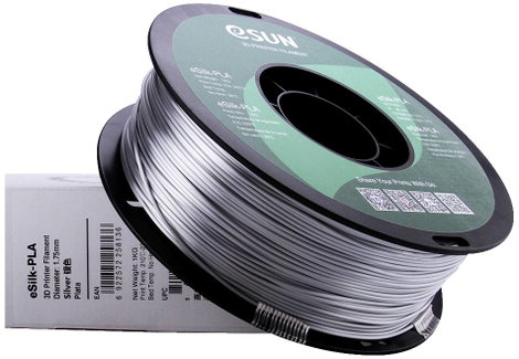 ESUN ePLA-Silk Silver 3D nyomtatószál PLA műanyag 1.75 mm 1 kg Ezüst (fémes) 6. kép