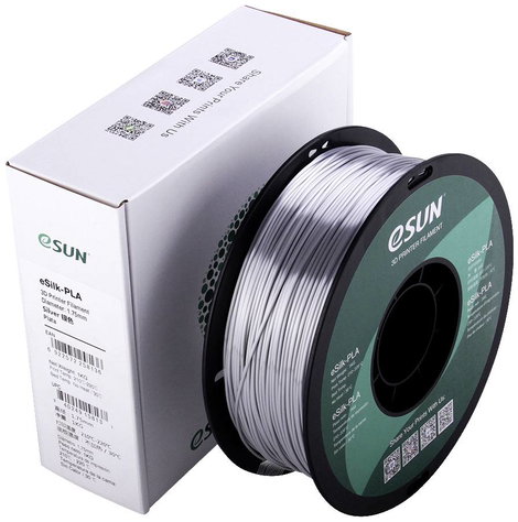 ESUN ePLA-Silk Silver 3D nyomtatószál PLA műanyag 1.75 mm 1 kg Ezüst (fémes) 7. kép