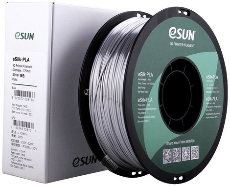 ESUN ePLA-Silk Silver 3D nyomtatószál PLA műanyag 1.75 mm 1 kg Ezüst (fémes) 8. kép