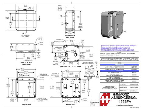 Hammond Electronics 1556FAWH Univerzális műszerdobozok ABS műanyag égésgátló Fehér 1 db 4. kép