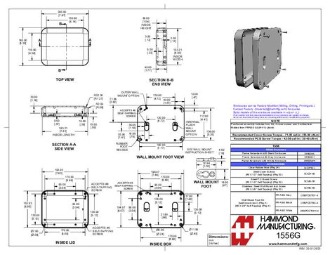 Hammond Electronics 1556GWH Univerzális műszerdobozok ABS műanyag égésgátló Fehér 1 db 4. kép