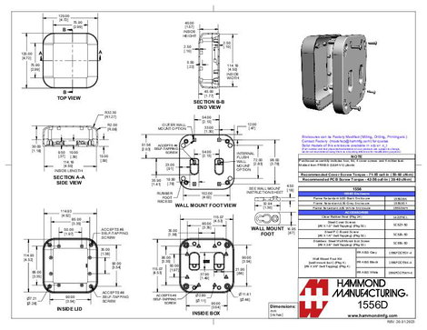 Hammond Electronics 1556DWH Univerzális műszerdobozok ABS műanyag égésgátló Fehér 1 db 4. kép