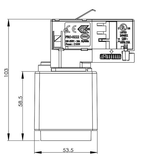 Deko Light 710026 D Line Steckdosenadapter Nagyfeszültségű sínes rendszer elemek Áramsín 3 fázisú Fe 4. kép