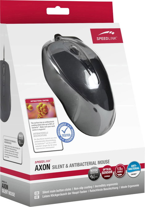 SpeedLink Axon Silent Ergonomikus egér USB Optikai Fekete 5 Gombok 2400 dpi Ergonómikus 2. kép