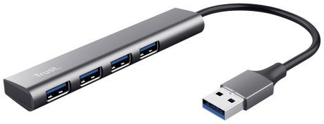 Trust Halyx-4-port 1+4 port USB 3.1 gen. 1 hub Sötétszürke