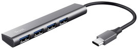 Trust Halyx-4-port 1+4 port USB-C® (USB 3.1) Multiport hub Sötétszürke
