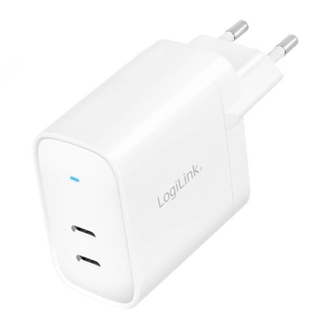 LogiLink PA0282 USB-s töltőkészülék Beltér, Aljzat dugó Kimenetek száma: 2 x USB-C® alj (Power Deliv