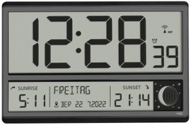 TFA Dostmann 60.4524.01 Rádiójel vezérlésű Falióra 360 cm x 28 mm x 235 mm Fekete Nagy kijelző
