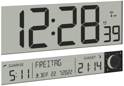 TFA Dostmann 60.4524.01 Rádiójel vezérlésű Falióra 360 cm x 28 mm x 235 mm Fekete Nagy kijelző 2. kép