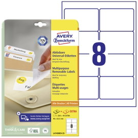 Avery-Zweckform L4745REV-25 Univerzális etikett 96 x 63.5 mm Papír Fehér 240 db Leoldható Tintasugar