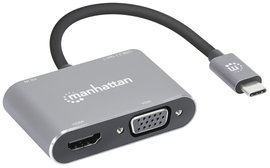Manhattan Notebook dokkoló állomás USB-C to HDMI & VGA 4-in-1 Docking-Konverter USB-C® tápellátás