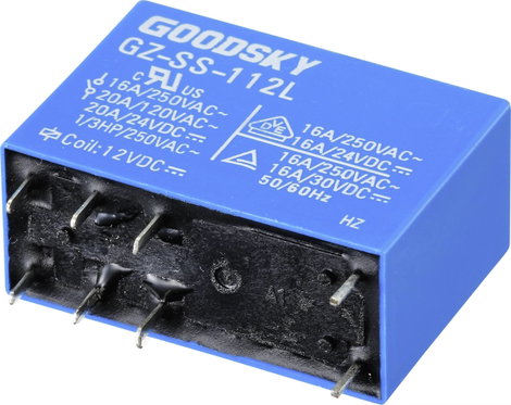 GoodSky GZ-SS-112L Nyák relé 12 V/DC 20 A 1 váltó 1 db tubus 2. kép
